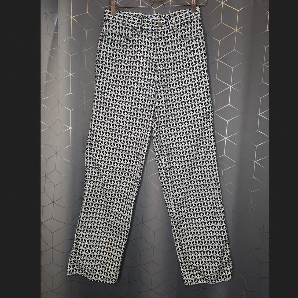 RARE! Moschino Jeans 30"W Chained Peace Sign Print Pants Vintage 90s